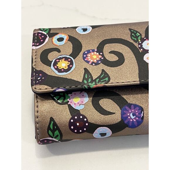 NEW St Jude Rose Metallic Gold Trifold Travel Jewelry Case Pouch Flower Vine - Picture 7 of 9